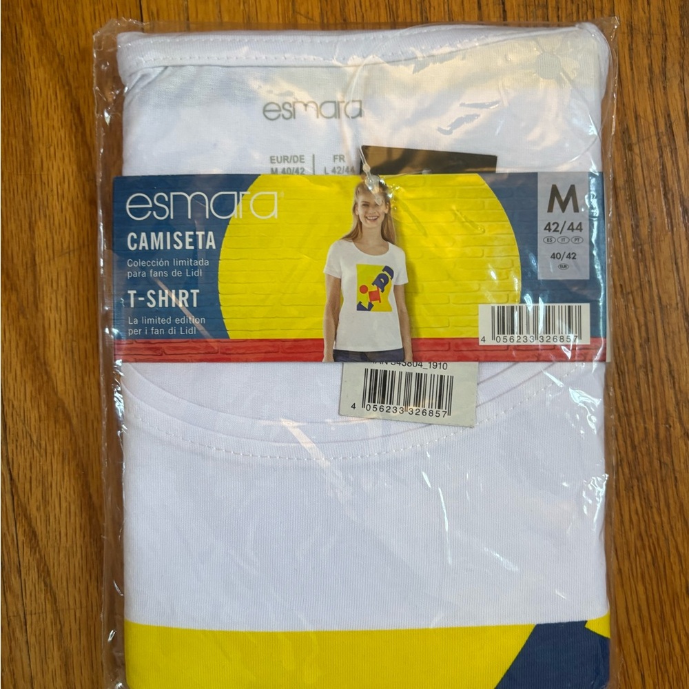 Lidl Logo: Esmara Women's White and Yellow Short Sleeve T-Shirt